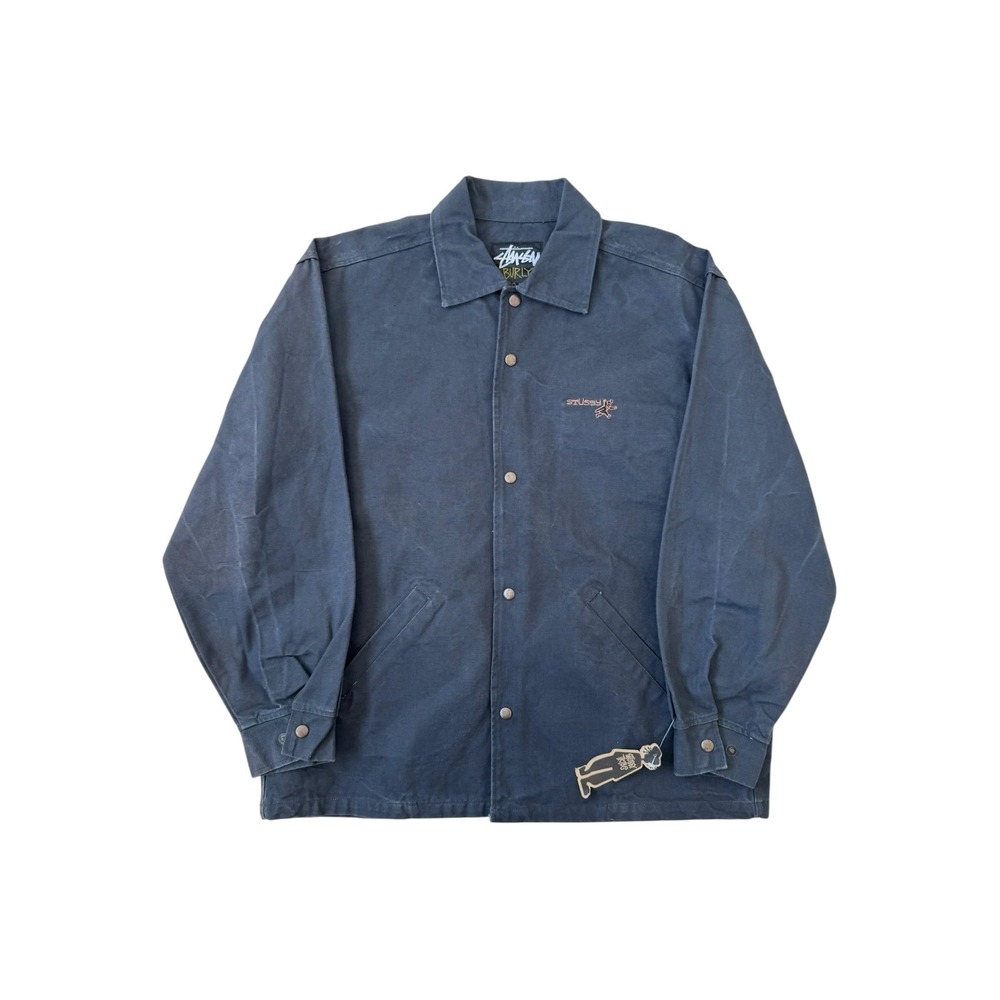Stussy 90s Navy Bear Work Jacket Burly Gear Size Large Deadstock w/ Tags